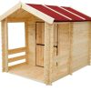 Timbela Kinderspielhaus Holz M501 1,1 m² mit Boden Tür- und Fensterläden (M501 ) Spielhäuser & Spielzelte